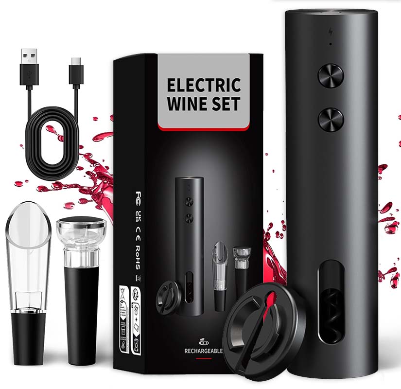 Wine Opener Electric - 4-in-1 Elektrisches Weinöffner-Set USB-Aufladbarer Automatischer Korkenzieher