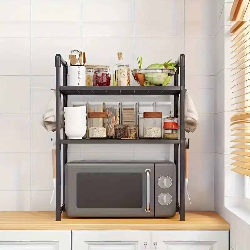 Kitchen Appliances Small - Neujahr: Robustes, verstellbares, stapelbares, faltbares Teleskop-Aufbewahrungsregal/Mikrowellenständer