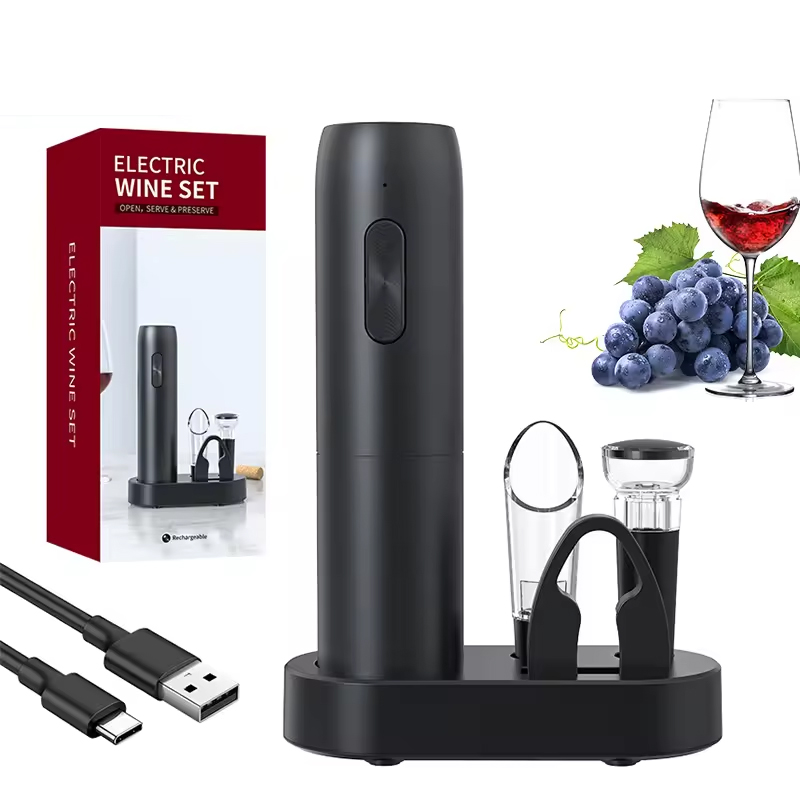 Wine Opener Electric - 4-in-1 elektrisches Flaschen-Weinöffner-Set, wiederaufladbar, elektrisch, automatisch,