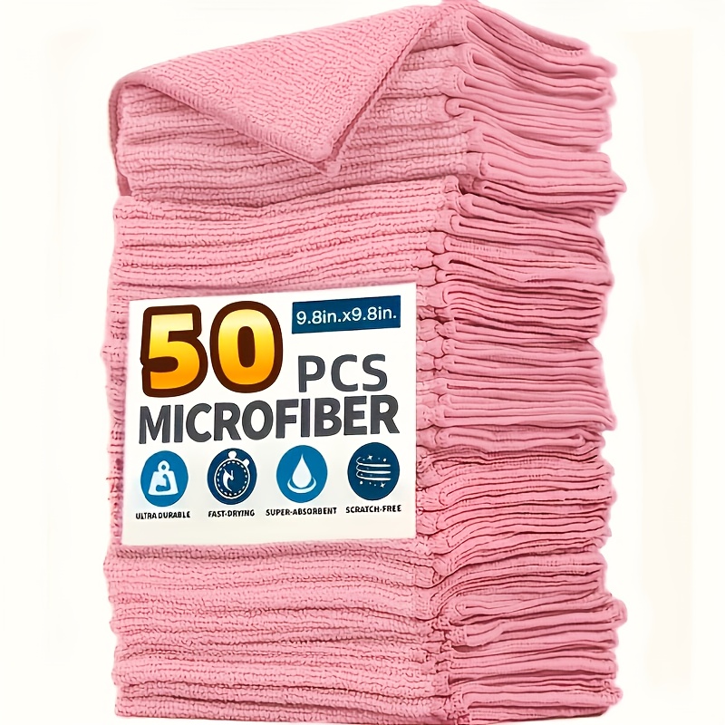 Kitchen Appliances Home - 1-50 Stück Hellrosa Mikrofaser-Küchentücher Superabsorbierend Weich